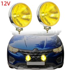 Pair Universal Round Chrome Yellow Halogen H3 12v Fog Lights For Car Van Pickup Pair Universal Round Chrome Yellow Halogen H3 12v Fog Lights For Car Van Pickup