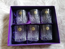 6 x Royal Crystal Rock Whiskey Tumblers 24% Lead Crystal Made in Italy New