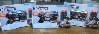 3 New Zuru XShot  Flux  SKINS Air Pocket Technology + 8 Darts Per Box