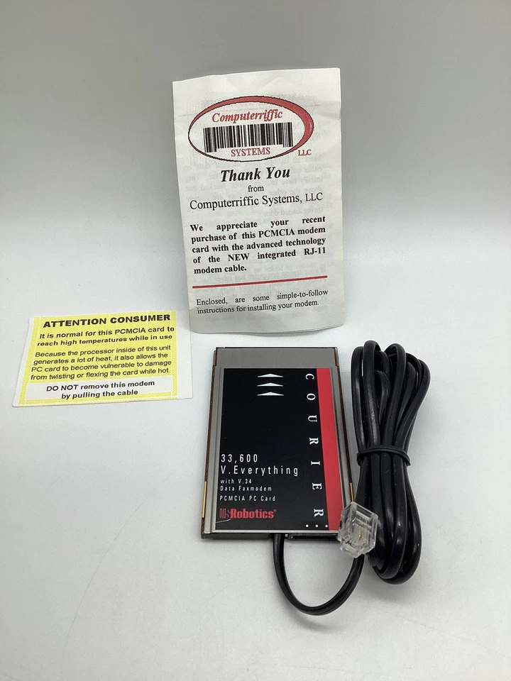 US Robotics 33.600 Courier PCMCIA PC Card USR0336 CJEUSA-75811-MM-E / CJE-0280 - Image 3 of 3