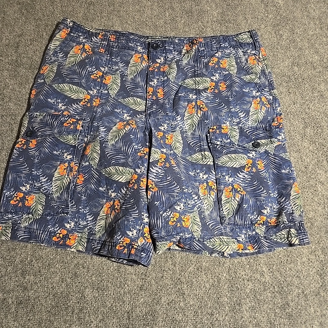 IZOD Saltwater Shorts Mens Size 38 Tropical Print Classic Fit Inseam 9.5