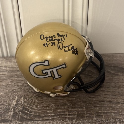 DARREN WALLER SIGNED GEORGIA TECH YELLOW JACKETS MINI HELMET INSCRIBED BECKETT - Picture 1 of 4