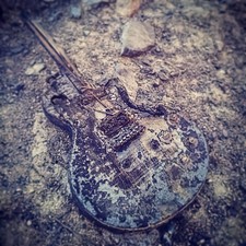 Charred guitar Gibson Les Paul original 8x8" wildfire photo man cave decor