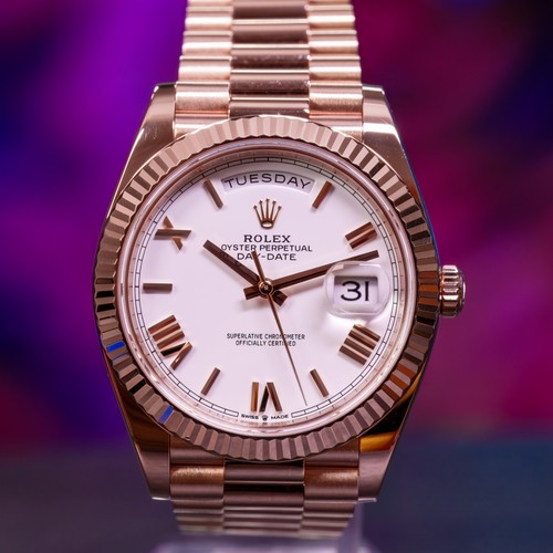 Rolex Day-Date 40 White Roman Dial Rose Gold Full Set 2023 228235