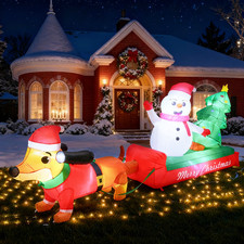 LED-Licht Aufblasbarer Schlitten mit Hund-Schneemann-Weihnachtsbaum Dekoration