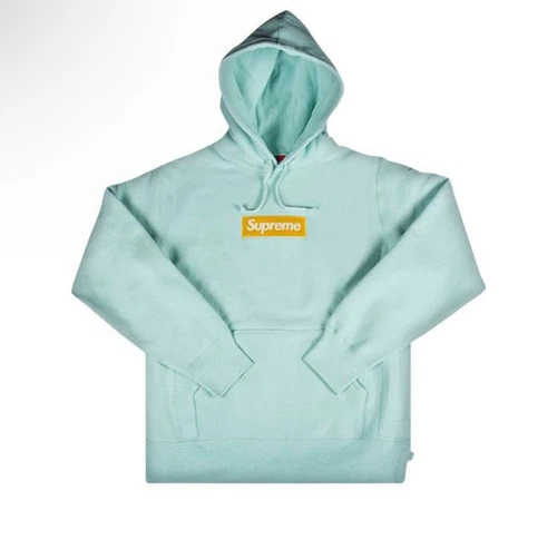 Sweat à capuche logo Supreme Box bleu glace (FW17) extra large GRAND NEUF