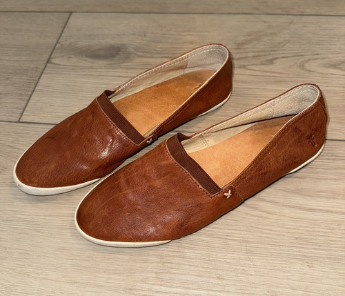 Frye Melanie Slip-On Sneakers Ballet Flats Cognac Brown Leather Loafers 8.5
