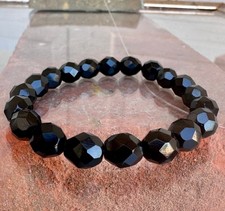 Black Fire Polished 8mm 20 Jet Czech Glass Beads Faceted GAR