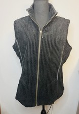 Woolrich Kinsdale Women  s Wide Wale Corduroy Vest Size L Black Zip Cotton