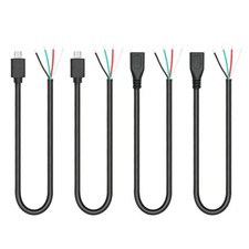 Short Micro USB Male Female 4 Pin Bare Wire 11 Inch 5V/3A Pigtail Cable
