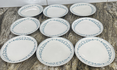 Vintage Franciscan 9 Blue Fancy Whitestone Ware 6 1/8'' Bread Plates by TTK Japan