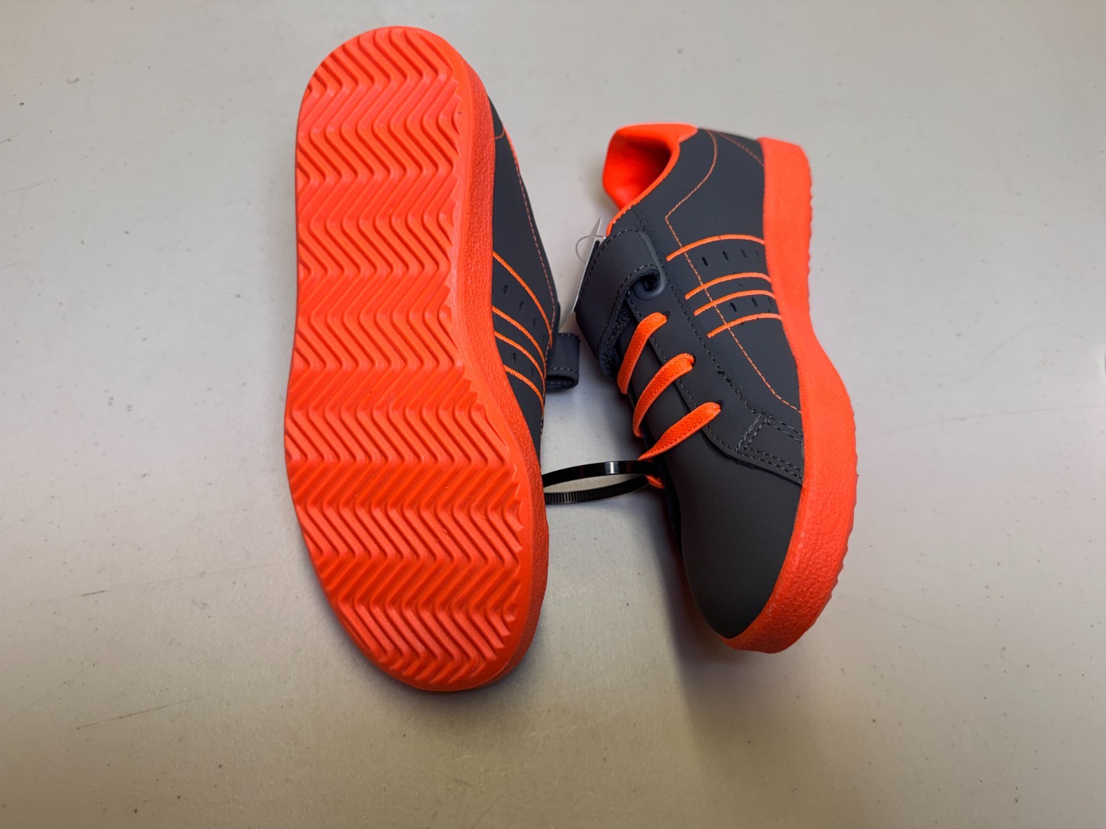 Lonsdale Oval Kids Trainers Grey Orange Hook & Loop Lace School Shoes UK C13 image 4