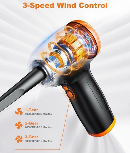 Electric Air Duster Blower PC Cleaner RechargeablePowerful Easy 90000RPM Max - Photo 4/23