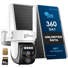 4G LTE Cellular Solar Wireless Security Camera Lifetime Free Unlimited Data 64GB