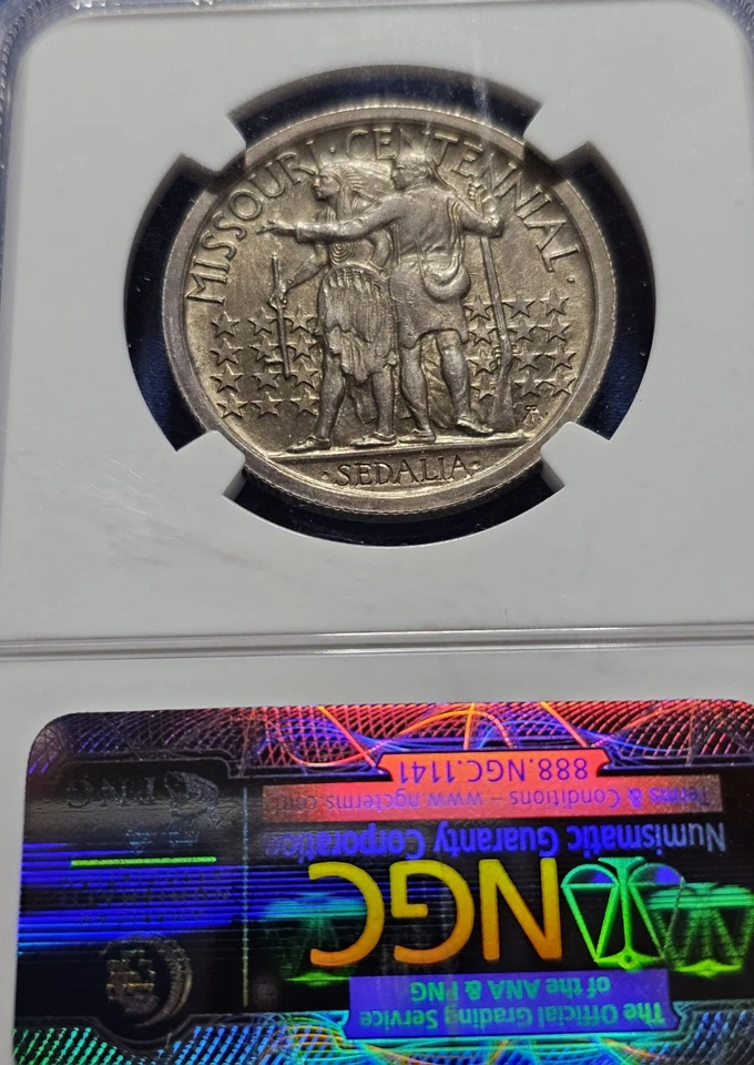 1921 MS62 NGC Missouri Silver Commemorative.  PLEASING COLORS - Image 2 of 2
