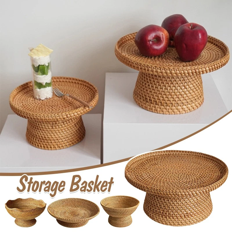 Woven Fruit Basket Organizer Food Snack Serving Basket Picnic Party Dining Room - Image 2 of 4