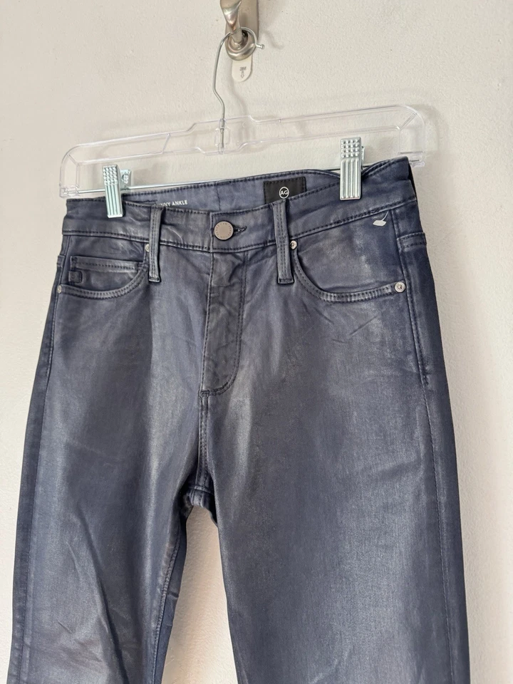 Pantalones AG Adriano Goldschmied Farrah tiro alto ajustados de imitación de cuero talla 27 nuevos sin etiquetas Foto 3 de 4