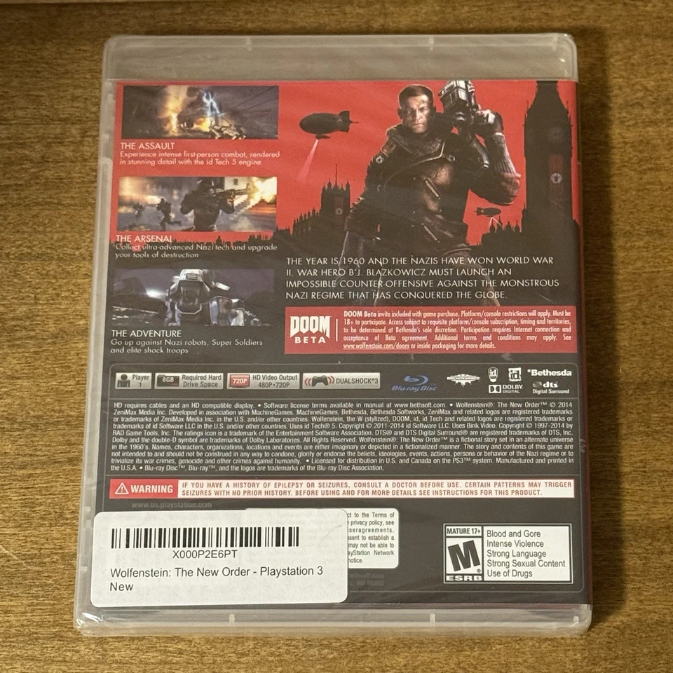 Sealed New In Box Wolfenstein the New Order PS3 Complete CIB Never Opened - Image 4 of 4
