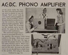 4 watt Amplifier Tube powered 1943 How-To build PLANS AC-DC