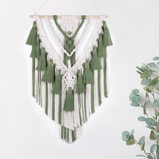 Green Macrame Wall Hanging Handmade Boho Macrame Wall Decor with Yarn Tassel ...