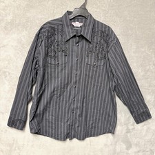 Brooks Dunn Embroidered Mens XL Panhandle Slim Black Pinstripe Western Shirt