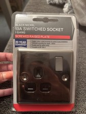 Image of Wickes Black Nickel 13A Switched Socket 1 Gang