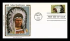 ASSINIBOINE TRIBE INDIAN HEADDRESS  1990 COLORANO SILK CACHET FDC VF UNADDR