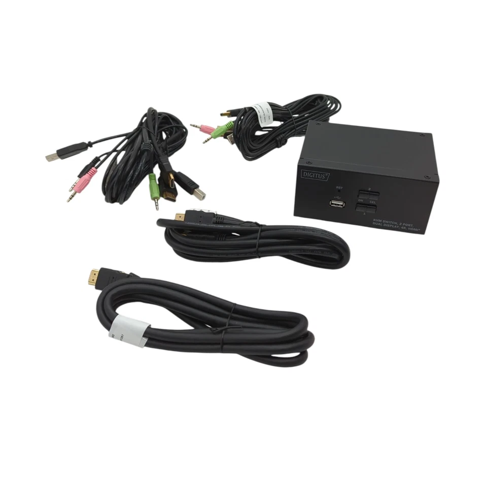 DIGITUS KVM-Switch HDMI 2-Port Dual-Display 2 PCs 2 Monitore – 1x Maus, Tastatur - Bild 2 von 4