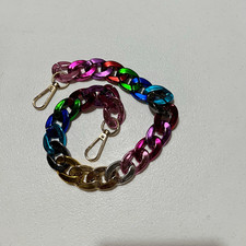 Viral Chunky Metallic Rainbow gold clip on bag charm chain purse strap 17 in
