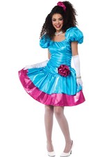 80S Turquoise And Magenta Party Dress With Scrunchie 5023-139