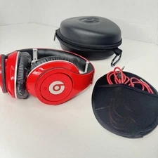 Beats by Dr. Dre Wireless Headphones - works- with case and cable- Red TESTED