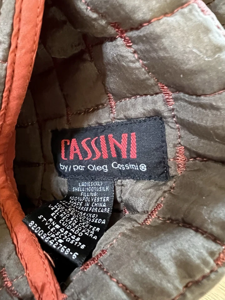 Chaqueta 100% SEDA Cassini Reversible Acolchada Tareas Abrigo Naranja Oliva XL Foto 4 de 4