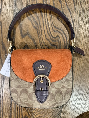 NWT Coach Kleo Shoulder Bag 17 In Signature Canvas smooth leather and suede $425