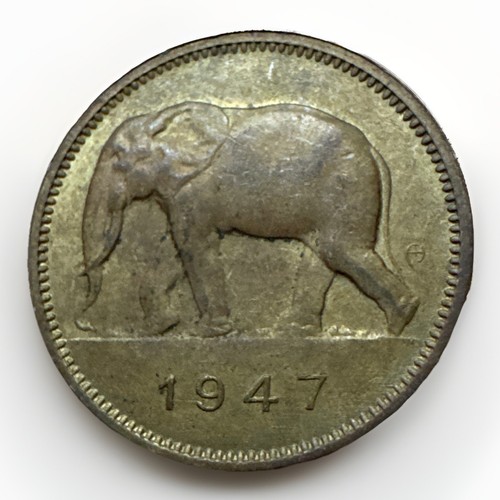 Belgian 1947 Congo - Brass Coin - Francs Francs - ELEPHANT- Excellent Collector