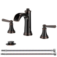Oil Rubbed Bronze Bathroom Faucet 3 Hole or 8 Inch Widespread Tap, 2 Handle B...