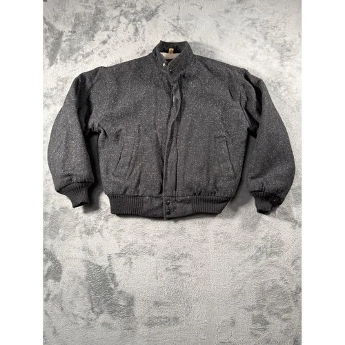 Vintage Cal Craft Bomber Jacket Mens M 40 Black Wool Blend Sherpa Lined Made USA - product listing photo