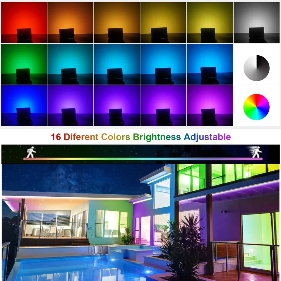 1-10x RGB LED Fluter Außen Strahler Scheinwerfer Dimmbar Außenbeleuchtung 100W - Bild 2 von 4