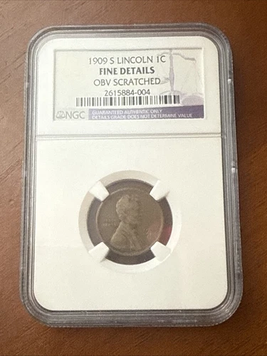 1909 S Lincoln Wheat Copper Penny Cent - NGC Fine Details - Great Rare Coin!