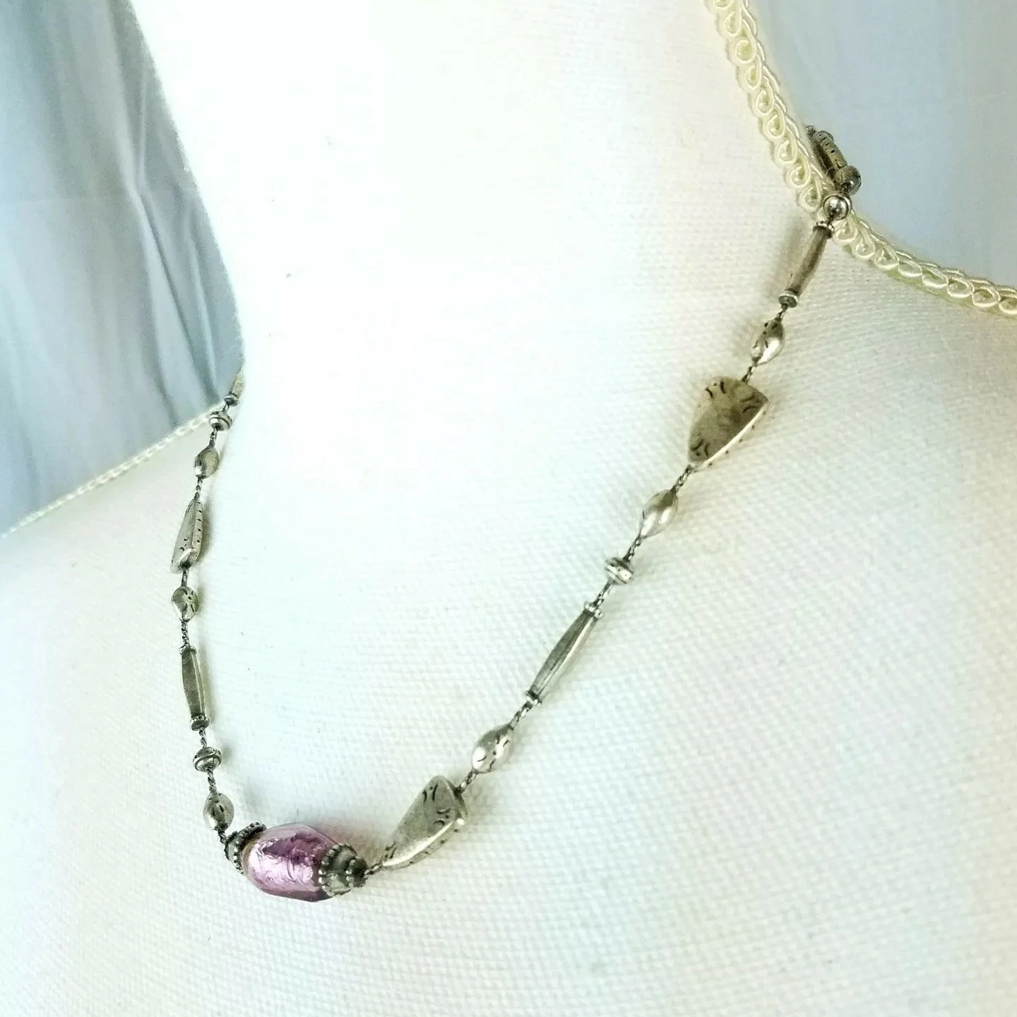 VETEMENTS Collana Anne Klein perle di vetro rosa sud ovest tono argento antico