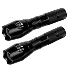 2Pack Tactical 5 Modes LED 18650 Flashlight Zoom Torch Aluminum Light