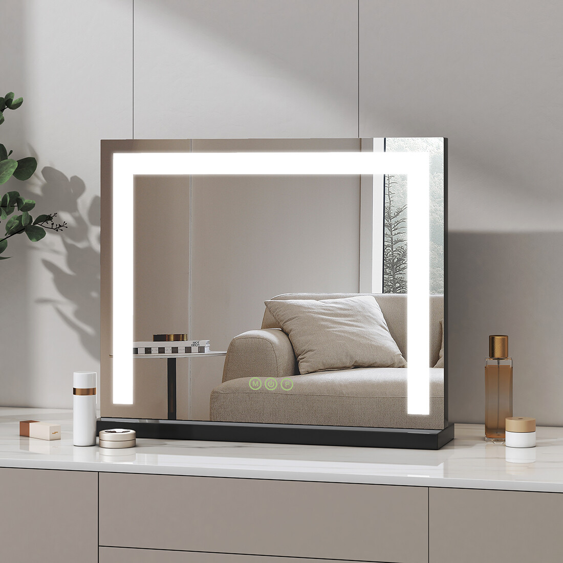 FENNIO LED Schminkspiegel, 50 X 81 Cm, Mit 3 Lichtmodi & Touch-Sensor – Großer Wickelspiegel Mit Seitenbeleuchtung
