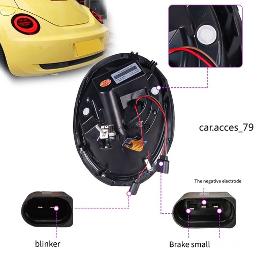 Pair LED Tail Lights w/Sequential Turn Signal Rear Lamps For Beetle 2006-2012 - Picture 5 of 6