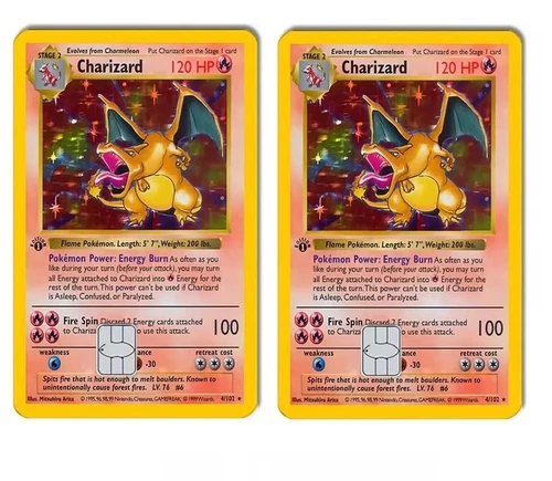 1999 1st Edition Charizard Pokemon Credit Card Skin Decal Sticker 2 Pack