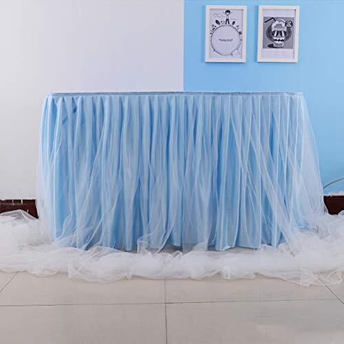 9ft Light Blue Table Skirt For Baby Boy Shower Blue Tulle Table Skirting For Rec