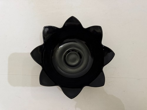 Vintage Fenton Black Amethyst Glass Lotus Flower Bowl - Picture 5 of 6