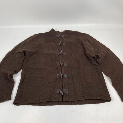 Crystal-Kobe Women's Cardigan Sweater Brown Button Up SZ L