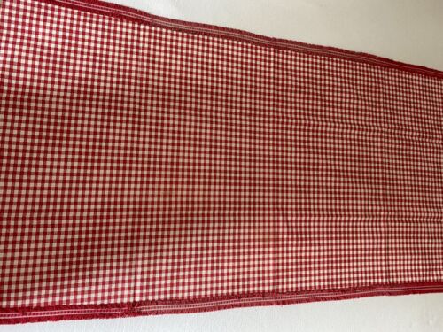 Vintage Handmade Red And White Checkered Oil Cloth Tablecloth 54” X 27” - Picture 1 of 7