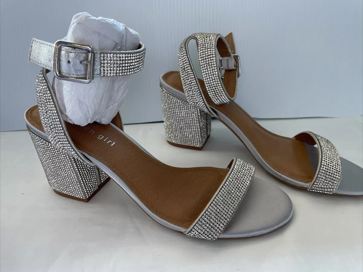 Ladies silver block heel clearance sandals