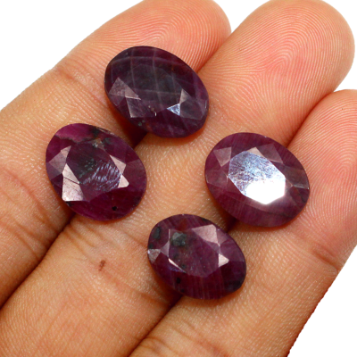 4 Pcs Natural Ruby Untreated Kenya Mines 14mm-16mm Oval Cut Loose 