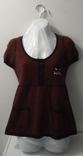 VTG "Emily The Strange" Red & Black Goth Top w/Pockets (Cosmic Debris, 2007) (S)